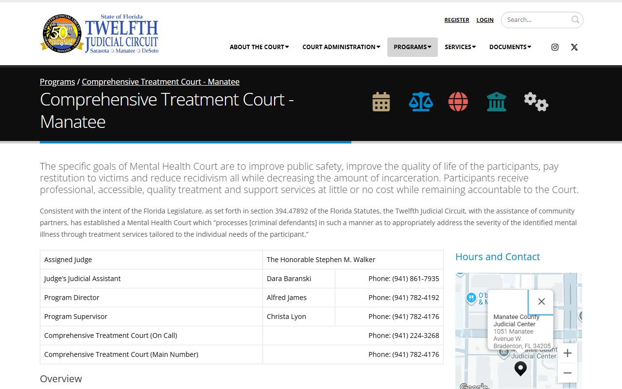 Manatee County Comprehensive Treatment Court page
